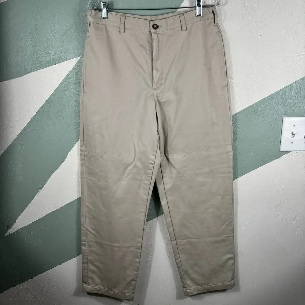 LL Bean Natural Fit Khaki Chinos Mens 33x30‎ Plaid Flannel Lined Double L